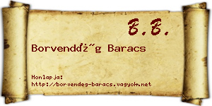 Borvendég Baracs névjegykártya
